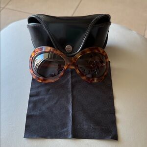Salvatore Ferragamo Tortoiseshell Sunglasses with Black Case